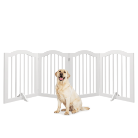 27.6" Height Tall Freestanding Pet Gate, 4 Panels Foldable Dog Gate